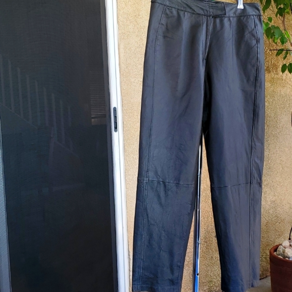 BAGATELLE RARE VINTAGE TAPERED MID RISE BLACK LEATHER PANTS SIZE 10P